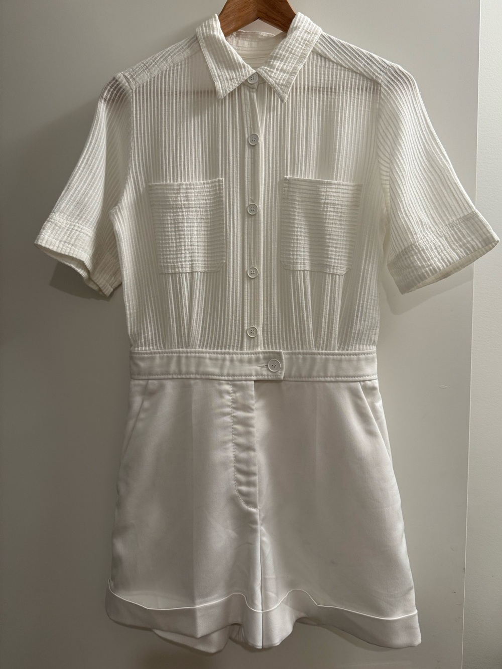 Sandro Paris White Textured Utility Romper Playsuit FR 36 US 4